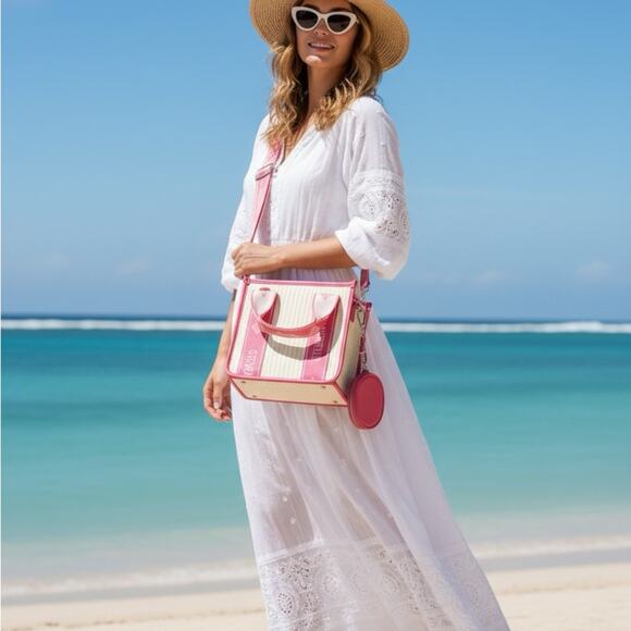 Steve Madden Pink and Cream Beach Tote - Picture 3 of 4